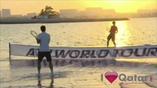 Rafael Nadal and Roger Federer play on Water court  Qatar [upl. by Assek]