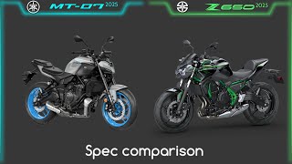 2025 YAMAHA MT07 VS KAWASAKI Z 650  Comparison  Mileage  Top Speed  Price  BikeInformer [upl. by Diantha785]