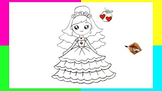 How to Draw a Girl Bride Drawing Tutorial [upl. by Gerhardine]