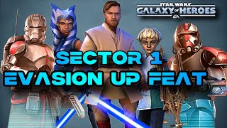 SECTOR 1 EVASION UP FEAT IN 1 BATTLE  GALACTIC CONQUESTS SWGOH [upl. by Akselaw]