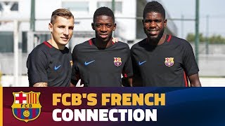 French trio of Umtiti Dembélé and Digne together at training [upl. by Tekcirk]