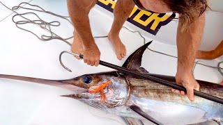 Almost LOST this Swordfish in the PROPS Handlined it for an hour on the rope [upl. by Jessy]