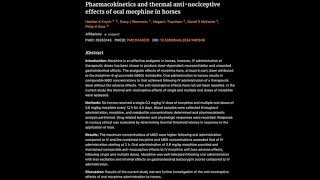 Pharmacokinetics and thermal antinociceptive effects of oral morphine in horses [upl. by Brelje]