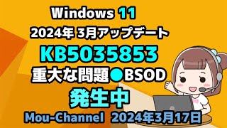 Windows 11●2024年 3月アップデート●KB5035853●重大な問題●BSOD●発生中 [upl. by Adnauqal767]