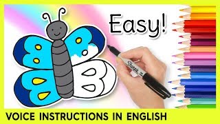 How to Draw a BUTTERFLY Super Easy for Kids [upl. by Ettenan209]