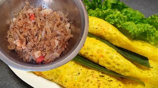 How to fry pork and shrimp for Make Banh Chhev Pancake  Khmer cook Style 1 [upl. by Ahscrop296]