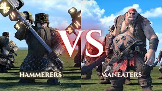 WARHAMMER III Total War  Hammerers VS Maneaters [upl. by Ahsiner]