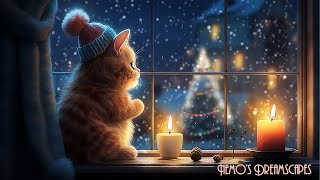 Waiting for Santa 🎅 Vintage Christmas Oldies playing in another room Crackling fire amp purring ASMR [upl. by Etteniotna]