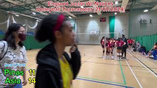 England Junior All Nations Volleyball Girls Div PINAS Semis v Asia Bronze v Mediterranean [upl. by Saxela]