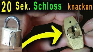 Schloss öffnen mit Büroklammer  Anleitung  Lockpicking [upl. by Ahsenet]