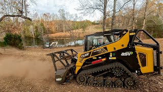 Forestry Mulching Two Acres Around Pond with ASV VT 100 Skid Steer [upl. by Ybur]