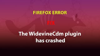 UBUNTU FIX The WidevineCdm plugin has crashed [upl. by Susanne]