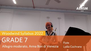 Woodwind Syllabus from 2022 – Allegro moderato Anna Bon di Venezia  ABRSM Grade 7 Flute [upl. by Allimak]