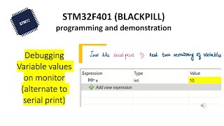 STM32 Blackpill  DEBUG mode Live VARIABLES serial monitoring  cubeide  just for beginners [upl. by Jesh610]