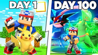 Spending 100 DAYS As ASH KETCHUM in PIXELMON Minecraft Pokemon [upl. by Eylloh]