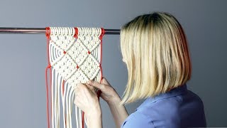 DIY Macramé Diamond Mesh Pattern for Wall Hanging  Home Decor [upl. by Gombosi]