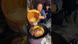 Traditional pumpkin porridge is cooked slowly over low heat Every grain of rice absorbs the ric [upl. by Inaffyt804]