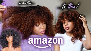 THIS AMAZON KINKY CURLY BANG WIG IS SO VERSATILE  Color Wand Curls  Does it revert 👀 [upl. by Gautious]