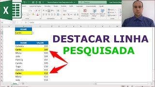 Buscar e Destacar Linha Pesquisada no Excel  FÁCIL DE FAZER [upl. by Adnuahsar]