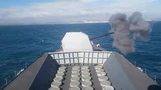 HMS Sutherland conducts Naval Gunfire Support training [upl. by Lipsey]