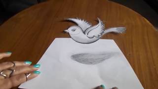 How to draw easy 3D Bird  How to draw a bird for beginners [upl. by Hekker408]