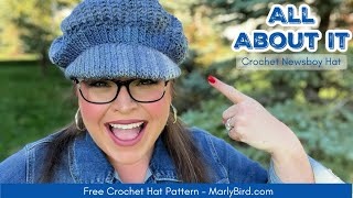 🚨 Newsboy Crochet Hat  All About It Free Crochet Hat Pattern  Marly Bird [upl. by Nylaroc412]