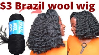 You will NEVER BUY HAIR AGAIN after watching this 3 curly crochet wig using Brazilian wool [upl. by Ramin228]