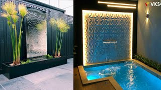 Waterfall Fountain at Home Design  Backyard Waterfall Feature Aquarium Build Front yard Garden Pond [upl. by Adias]