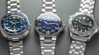 Dive Watch Comparison at Different Price Points  Seiko Willard Oris Aquis amp Omega Seamaster [upl. by Alaehcim]