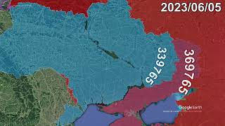 Russian Invasion of Ukraine Every Day to May 1st 2024 using Google Earth [upl. by Herby]