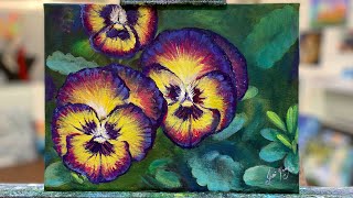 How To Paint PANSIES  acrylic painting tutorial [upl. by Dietz728]