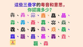 生僻字如犇字點讀？羴、尛、鑫、皛、毳、馫、惢、焱、掱、鱻、猋、驫、麤、龘、晶、淼、劦、矗、聶、轟、垚、磊、森的白話廣東話讀音 難讀三疊字✅牛牛牛讀音 [upl. by Suillenroc701]