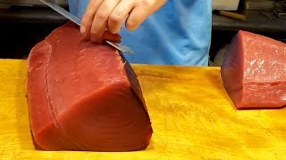 How To Cut Tuna For Sushi and Sashimi [upl. by Deanne]