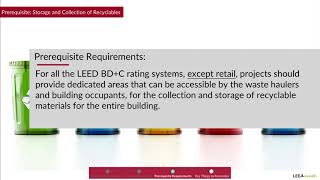 LEED Prerequisite Storage and Collection of Recyclables  LEED AP BDC V4 Exam Prep [upl. by Animas]