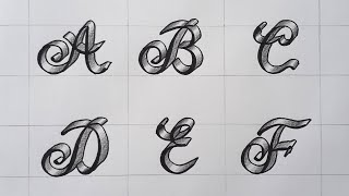 3d Drawing Calligraphy Letter A To Z  How To Draw Easy Art Capital Cursive Alphabet For Beginners [upl. by Lupien]