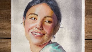 Watercolor Portrait Painting Demo step by step [upl. by Nylinnej]