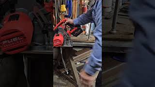 298220 M18 metal saw tackles 1quot steel plate w Forge 12ah battery tools cordless power [upl. by Uok]