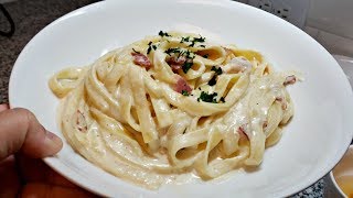 CREAMY BACON PASTA RECIPE  Pasta Cheese Sauce Recipe  How To Make Cheesy Fettuccini Pasta [upl. by Vahe]