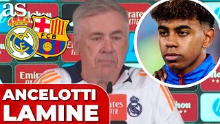 El FEROZ ELOGIO de ANCELOTTI a LAMINE YAMAL en la previa del CLÁSICO [upl. by Trudie791]