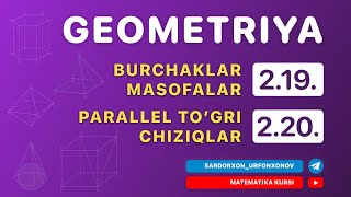 Geometriya 1dars 219Burchaklar masofalar 220 Parallel togri chiziqlar 1dars [upl. by Ladnek232]