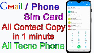 Tecno Phone Contacts Import Export  How To Copy Contact Gmail To Phone amp Sim Card [upl. by Sura]