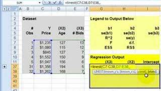 FRM L Regression 5 LINEST function for multivariate regression [upl. by Thornton]