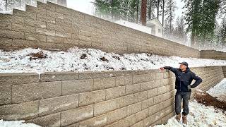 Building a Retaining Wall With 100000 lbs of Blocks [upl. by Abey]