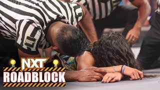 Roxanne Perez suddenly collapses after retaining her title NXT Roadblock March 7 2023 [upl. by Anavlys]