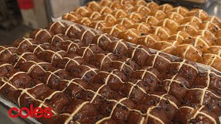 Coles hot cross buns  Great lengths for quality  Coles [upl. by Yadnil]