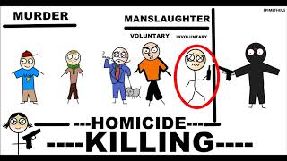 Murder Manslaughter Homicide a killing differences explained in less than 5 minutes [upl. by Chari284]