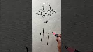 Simple cow drawing with pencil [upl. by Akelahs]