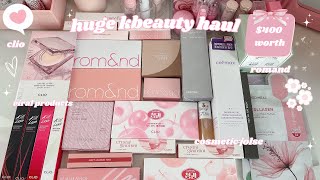 🍓🎀 400 kbeauty haul  viral products makeup and skincare ⋆˚✿˖° [upl. by Jemma]