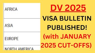 DV 2025 Visa Bulletin Published with JANUARY 2025 CutOffs [upl. by Leasa]