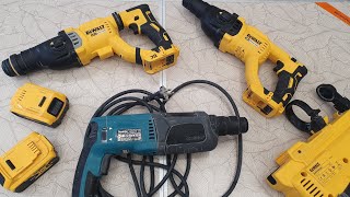 Обзор аккумуляторных перфораторов Dewalt dch133 и Dewalt dch263 Сравнение с сетевым Makita hr2470 [upl. by Nallek456]